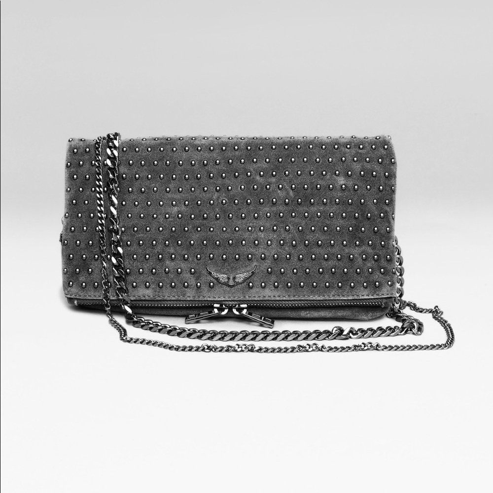 Rock stud suede clutch/crossbag